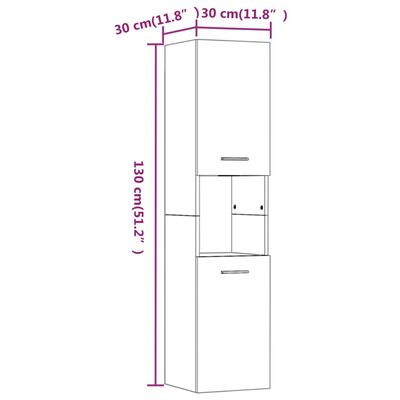 vidaXL Armário casa de banho 30x30x130 cm madeira sonoma cinza