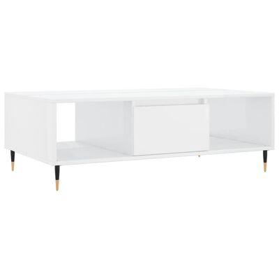 vidaXL Mesa de centro 104x60x35 cm derivados madeira branco brilhante