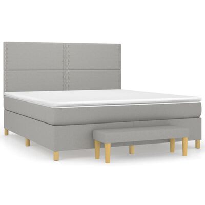 vidaXL Cama com molas/colchão 180x200 cm tecido cinzento-claro