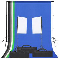 vidaXL Kit de estúdio fotográfico com conjunto de iluminação e fundo