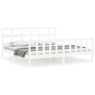 vidaXL Estrutura cama Super King Size c/ cabeceira madeira branco