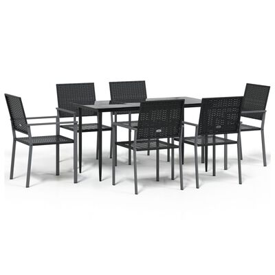 vidaXL 7 pcs conjunto de jantar p/ jardim vime PE e aço