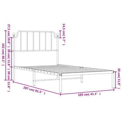 vidaXL Estrutura de cama com cabeceira 100x200 cm metal branco