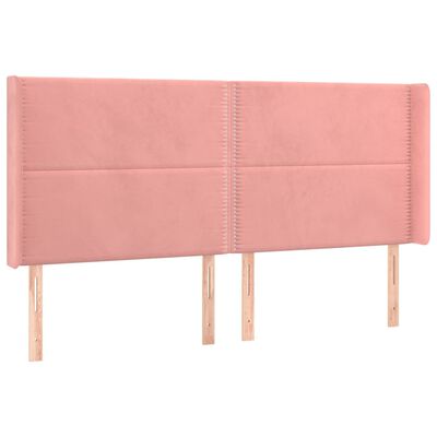 vidaXL Cabeceira cama c/ abas veludo 183x16x118/128 cm rosa