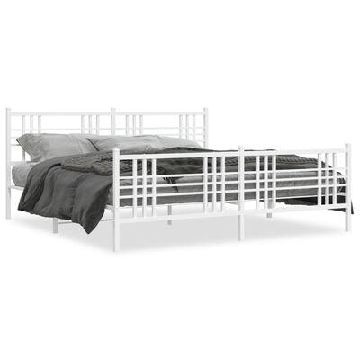 vidaXL Estrutura de cama com cabeceira e pés 183x213 cm metal branco