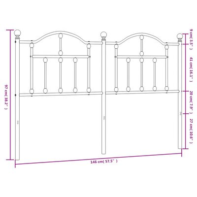 vidaXL Cabeceira de cama 140 cm metal branco