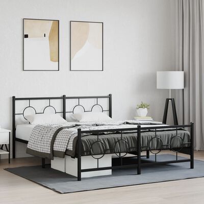 vidaXL Estrutura de cama com cabeceira e pés 150x200 cm metal preto