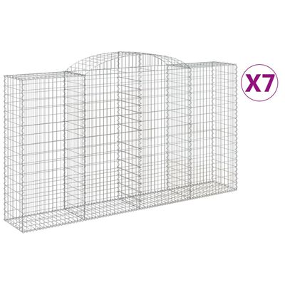 vidaXL Cestos gabião arqueados 7pcs 300x50x160/180cm ferro galvanizado