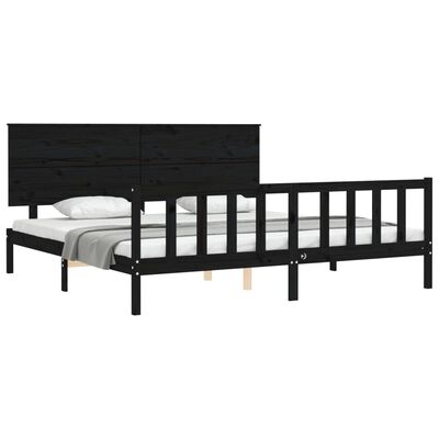 vidaXL Estrutura cama Super King Size c/cabeceira madeira maciça preto