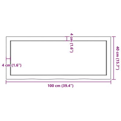 vidaXL Tampo de mesa 100x40x(2-4) cm carvalho tratado castanho-claro