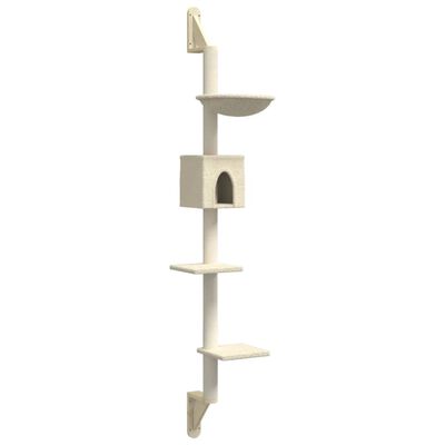 vidaXL Árvore de parede para gatos c/ poste arranhador 187 cm creme