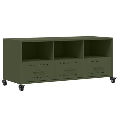 vidaXL Móvel de TV 100,5x39x43,5 cm aço verde-azeitona