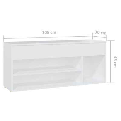 vidaXL Banco sapateira 105x30x45 cm derivados de madeira branco