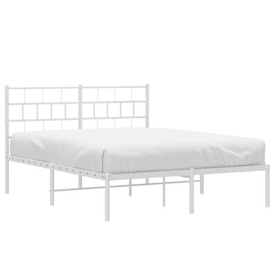 vidaXL Estrutura de cama com cabeceira 135x190 cm metal branco