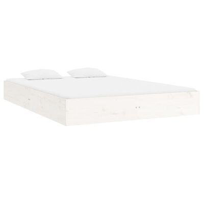 vidaXL Estrutura de cama 140x200 cm madeira maciça branco