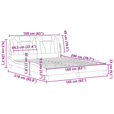 vidaXL Estrutura cama c/ cabeceira 160x200 cm couro artificial branco