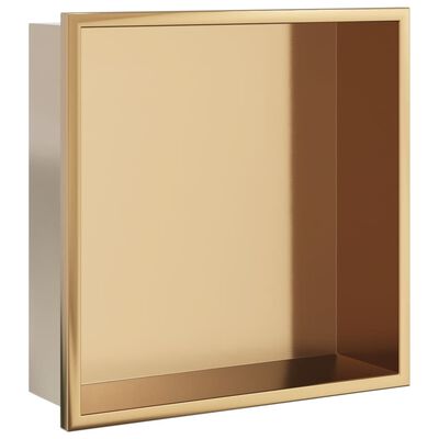 vidaXL Nicho parede p/ duche 32x32x9cm aço inoxidável dourado escovada