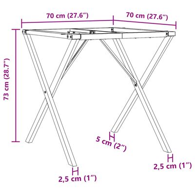 vidaXL Pernas para mesa de jantar estrutura em X ferro fundido