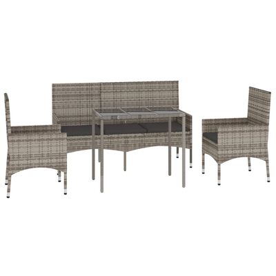 vidaXL 4 pcs conjunto lounge de jardim c/ almofadões vime PE cinzento