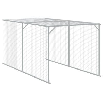 vidaXL Galinheiro com anexo 117x1221x123cm aço galvanizado cinza-claro