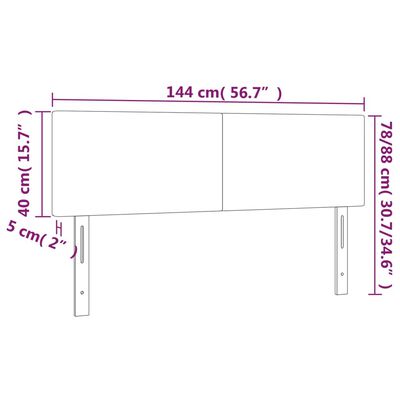 vidaXL Cabeceira de cama 2 pcs veludo 72x5x78/88 cm cinzento-claro