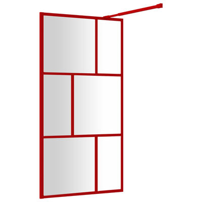 vidaXL Divisória de chuveiro 115x195cm vidro transparente ESG vermelho