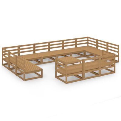 vidaXL 14 pcs conjunto lounge de jardim pinho maciço