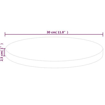 vidaXL Tampo de mesa redondo Ø30x2,5 cm carvalho maciço não tratado