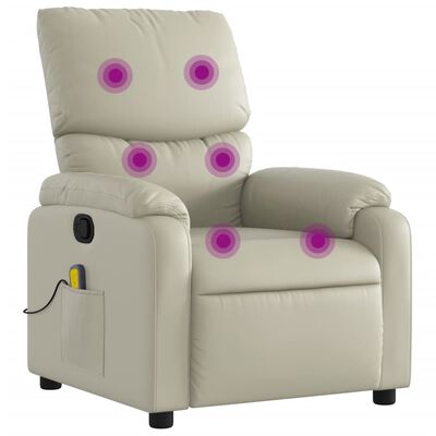 vidaXL Poltrona de massagens reclinável couro artificial cor creme