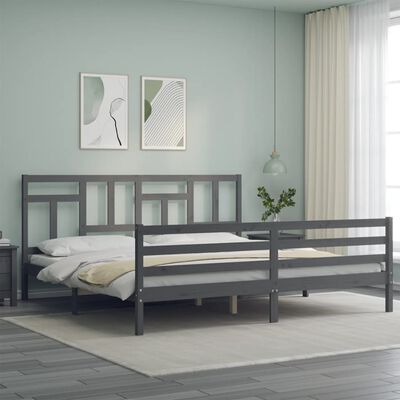 vidaXL Estrutura de cama com cabeceira 200x200 cm madeira maciça cinza