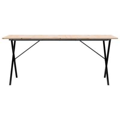 vidaXL Mesa de jantar estrutura em X 180x90x75cm pinho e ferro fundido