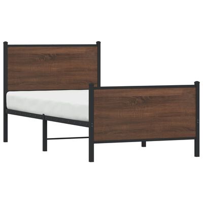 vidaXL Estrutura de cama sem colchão 90x200 cm metal carvalho castanho