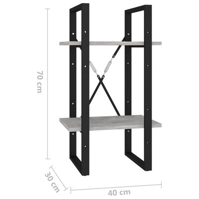 vidaXL Estante c/ 2 prateleiras derivados de madeira cinzento cimento