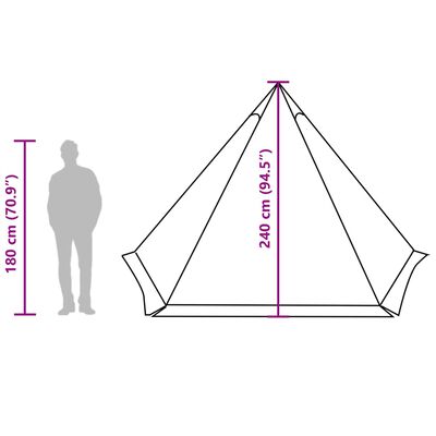 vidaXL Tenda familiar tipi para 6 pessoas impermeável cinzento