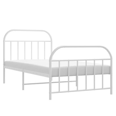vidaXL Estrutura de cama com cabeceira e pés 107x203 cm metal branco