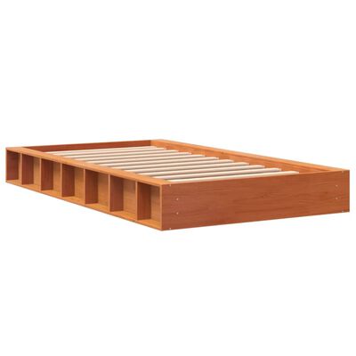 vidaXL Cama sem colchão 90x190 cm madeira de pinho maciça castanho-mel