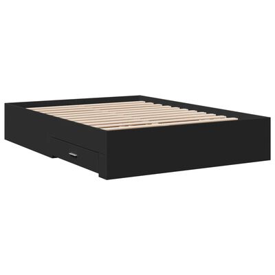 vidaXL Estrutura de cama c/ gavetas 135x190 cm derivados madeira preto