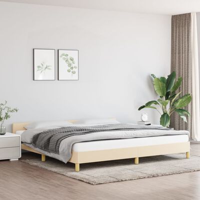 vidaXL Estrutura de cama sem colchão 200x200 cm tecido cor creme