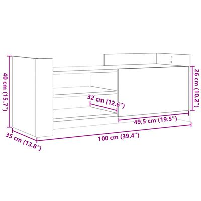 vidaXL Móvel de TV 100x35x40 cm derivados de madeira cinzento sonoma