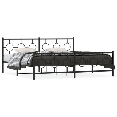 vidaXL Estrutura de cama com cabeceira e pés 193x203 cm metal preto