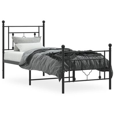 vidaXL Estrutura de cama com cabeceira e pés 80x200 cm metal preto