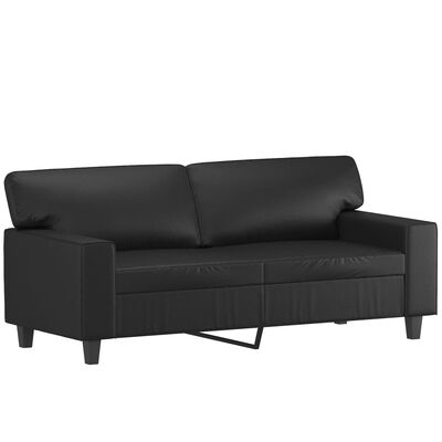 vidaXL Sofá 2 lugares + almofadas decoração 140 cm couro artif. preto