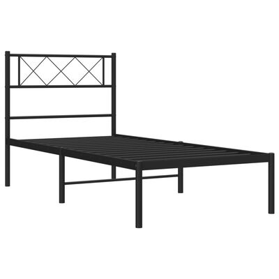 vidaXL Estrutura de cama com cabeceira 100x190 cm metal preto