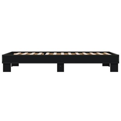 vidaXL Estrutura de cama 75x190 cm derivados de madeira e metal preto