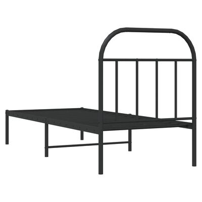 vidaXL Estrutura de cama metal s/ colchão c/ cabeceira 75x190 cm preto