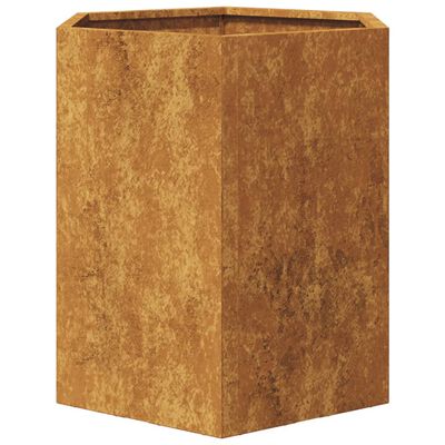 vidaXL Vaso/floreira de jardim hexagonal 46x40x45 cm aço corten