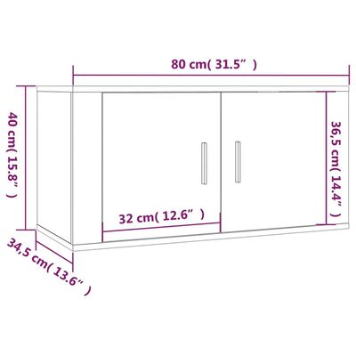 vidaXL Móveis de TV de parede 2 pcs 80x34,5x40 cm carvalho fumado