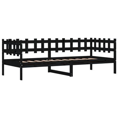 vidaXL Sofá-cama 90x190 cm madeira de pinho maciça preto