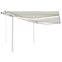 vidaXL Toldo automático c/ LED e sensor de vento 4x3,5 m cor creme