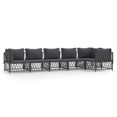 vidaXL 6 pcs conjunto lounge de jardim com almofadões aço antracite